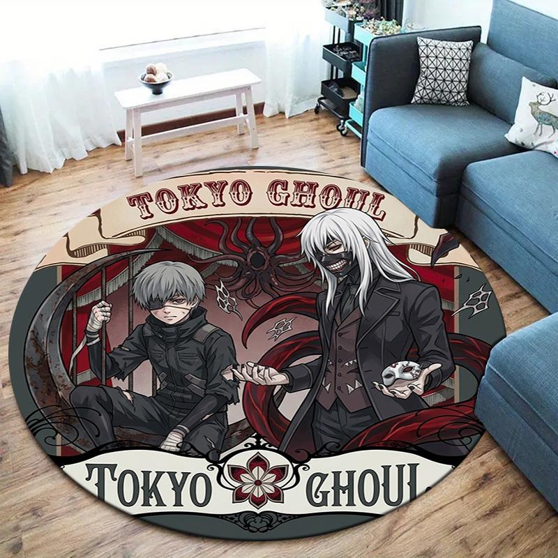 Tokyo Ghoul Runder Teppich Teppich für Wohnzimmer Schlafzimmer Sofa Spielzimmer Dekor Rutschfeste Bodenmatte