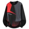 Men's Abstract Geometric Gradient Print Crew Neck Sweatshirt - Casual Loose Fit Long Sleeve Graphic Pullover