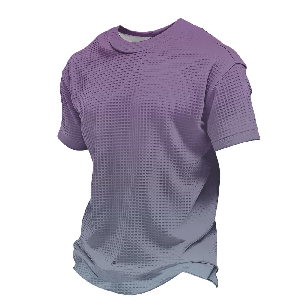 Men's Knit Short Sleeve Shirt, Summer Color Casual Tee, Comfortable Fashion Top