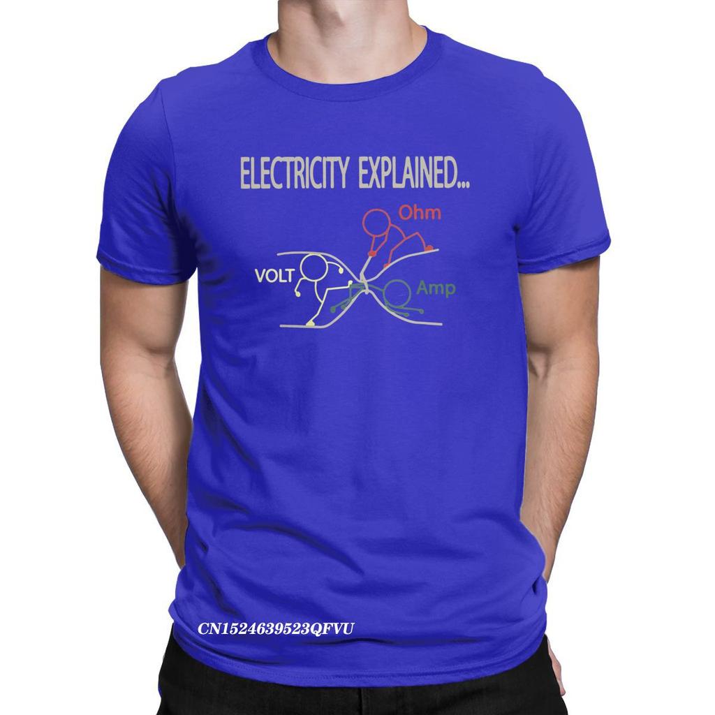 Funny Electricity Explained Electrician Ohm Amp Volt Men's Tops T Shirts Ohm's Law Vintage Tee T-Shirts Cotton New Arrival Tops