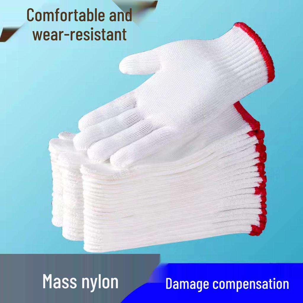 Durable Wear-Resistant Nylon Labor Gloves - Thickened Cotton Liners for Machinery & Construction, Unisex