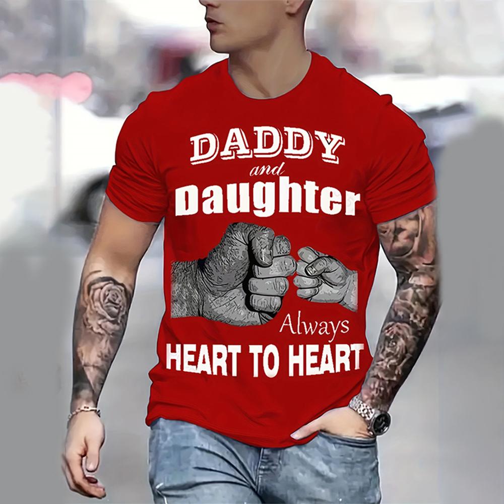 Men's T-shirt ''DADDY '' Letter Graphic Tee Print Short Sleeve Comfy T-shirts Father's Day Gif Oversized Men Clothing Top Summer