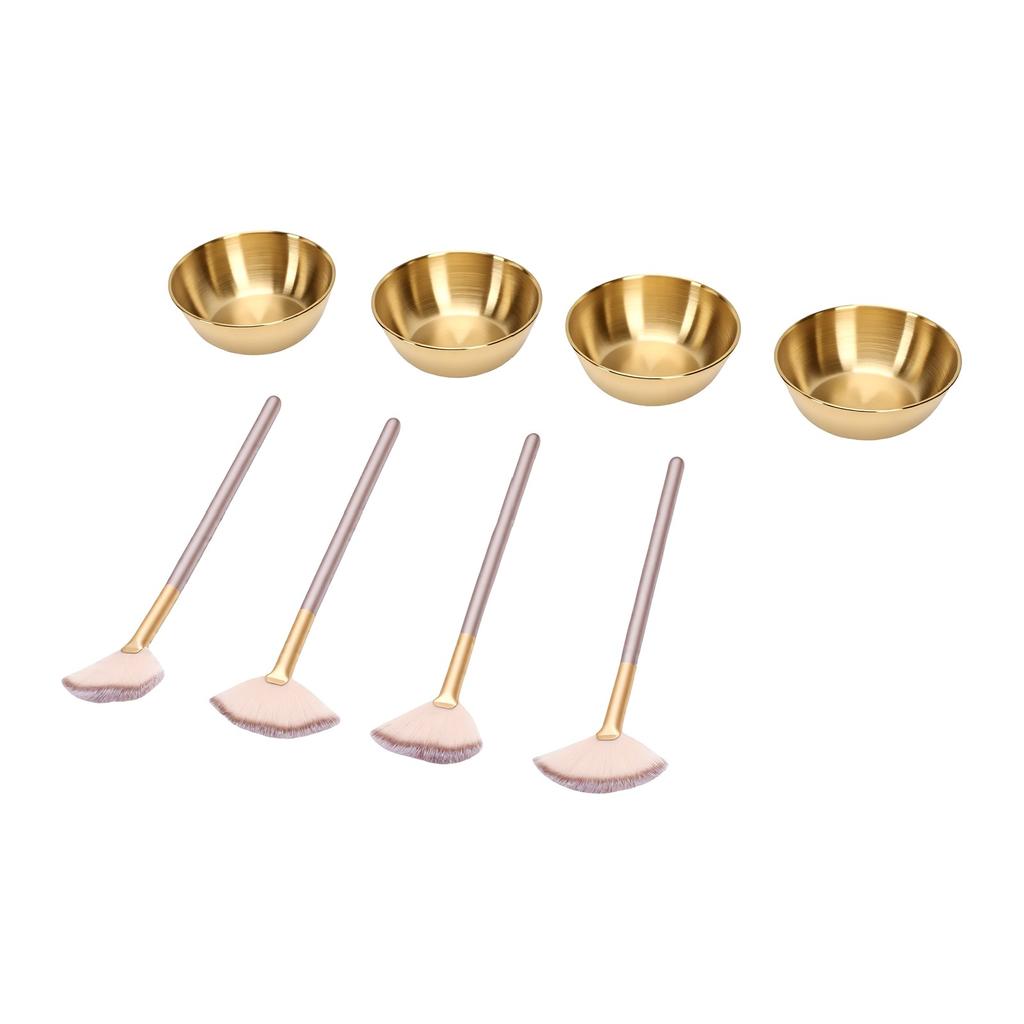 Facial Mask Care Tool Kit 4 Mixing Bowls 4 Fan Brushes Facial Bowl and Brush Set for for Home Salon Use