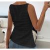 Spring Summer Fashion Casual Sleeveless Vest Solid Color Button Top T-shirt