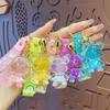 Cartoon Acrylic Oil Quicksand Cherry Blossom Bear Keychain Schoolbag Pendant Couple Car Key Chain Pendant Gift