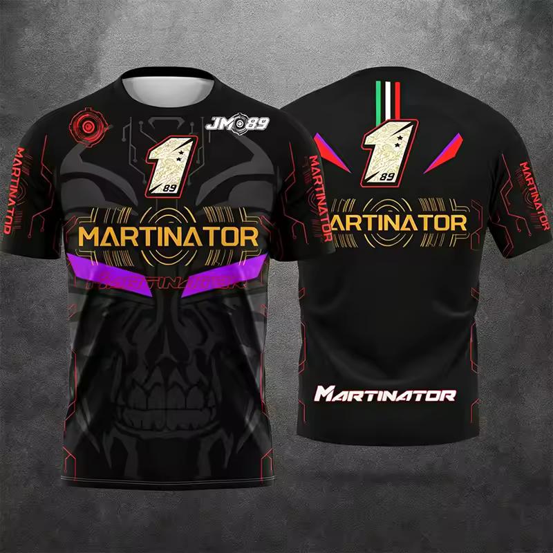 Sommer Mode Lässige Oberteile T-Shirts Martinator 89 Racing 3D Druck T-Shirt Totenkopf Grafik Herren Motorrad Sport Rundhals Kurzarm T-Shirt