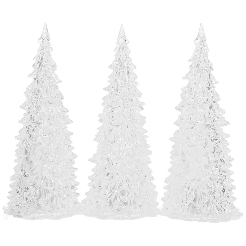 3Pcs LED Light Up Christmas Tree Tabletop Mini Xmas Trees Glowing Night Light for Indoor Holiday Decoration Party Present