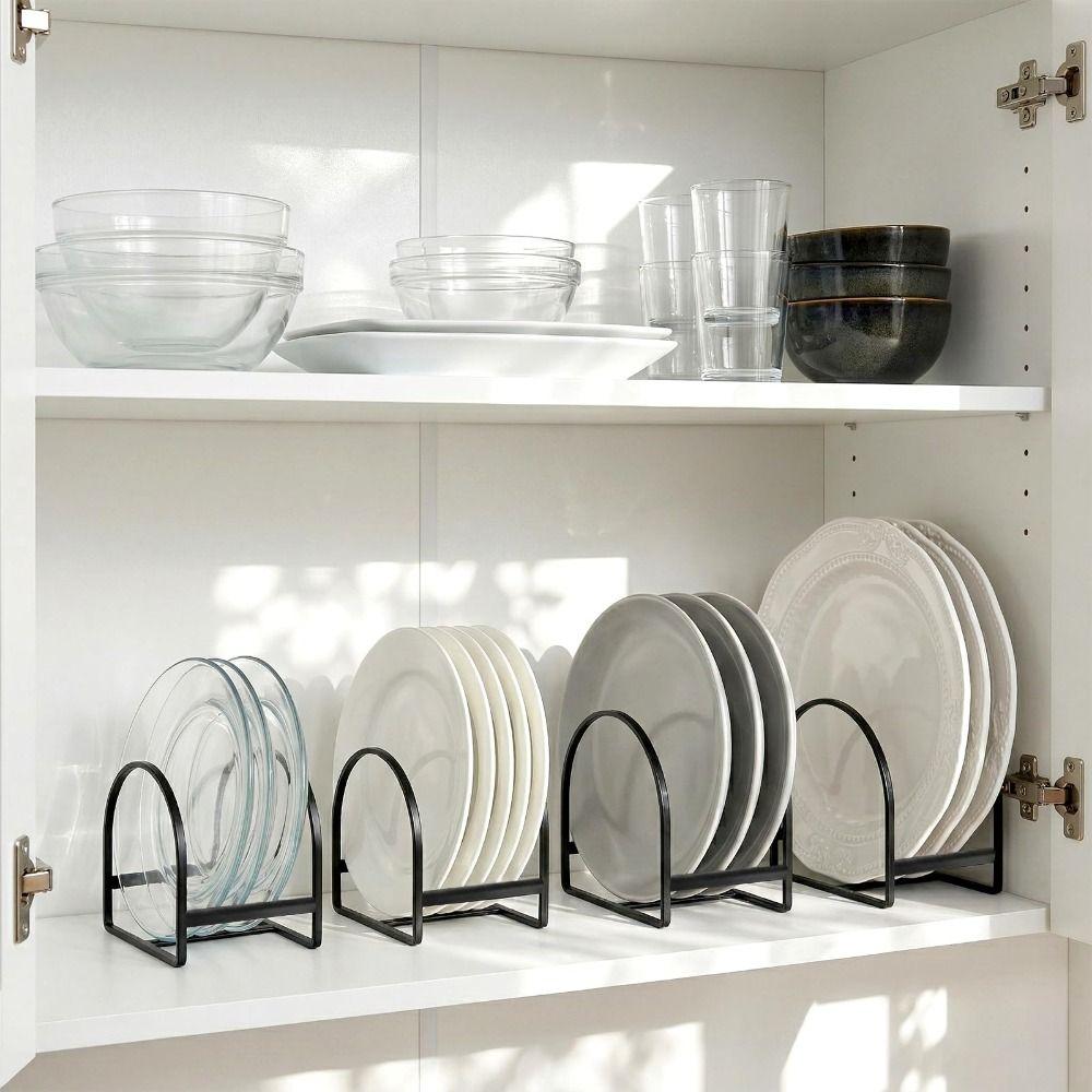 Save Space Plate Storage Rack Quick Drying Dinner Plate Stand Dish Drying Partition Holder Kitchen