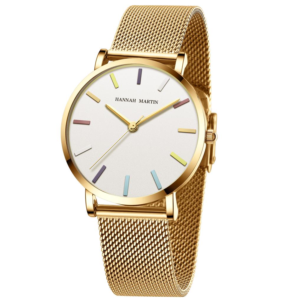 New Rainbow Nail Three-hand Watch for Women Waterproof Business Casual Quartz Watch Japanese Movement Temperament Women's Watch