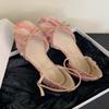 Summer Lace Hollow Mary Jane Women Shoes Elegant Square Toe Ankle Strap Women Sandals Sexy Low Heel Wedding Designer Shoe Female