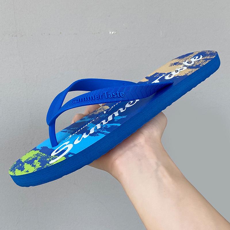New graffiti flip-flops men's summer fashion outer wear men's foot pins non-slip slippers trendy beach sandals