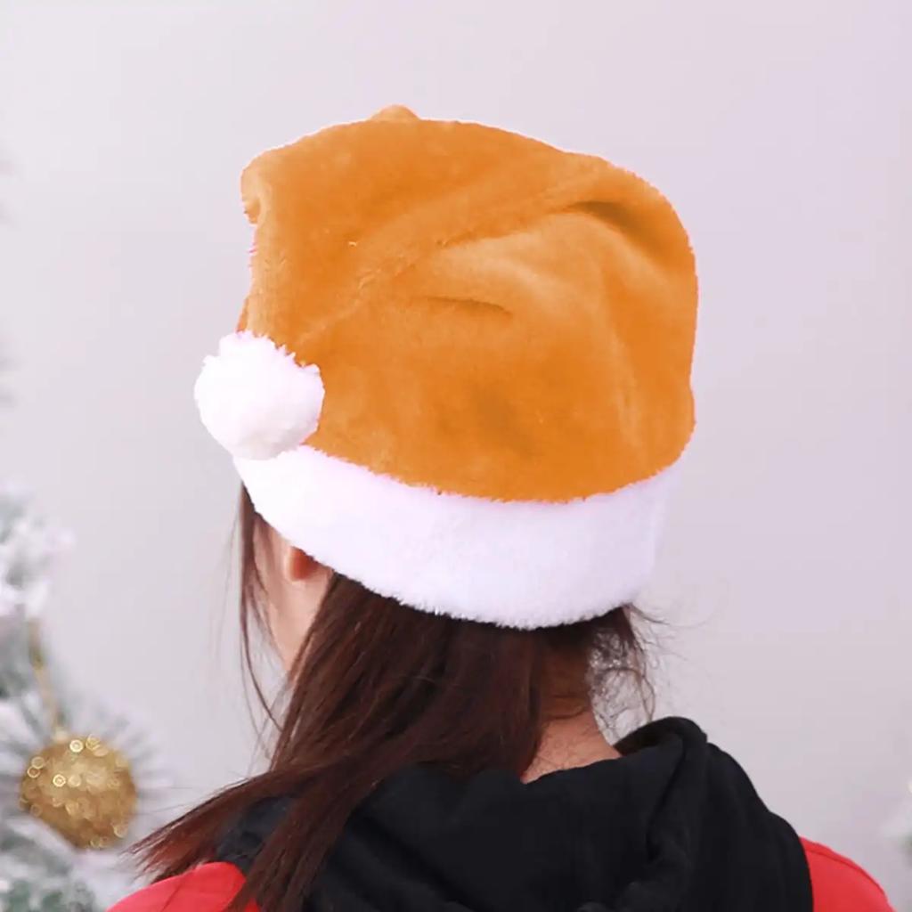 1pc-Christmas Black Red Plush Hat Santa Novelty Hat Kids Christmas Decorations For New Year Home Santa Claus Gift Party Supplies