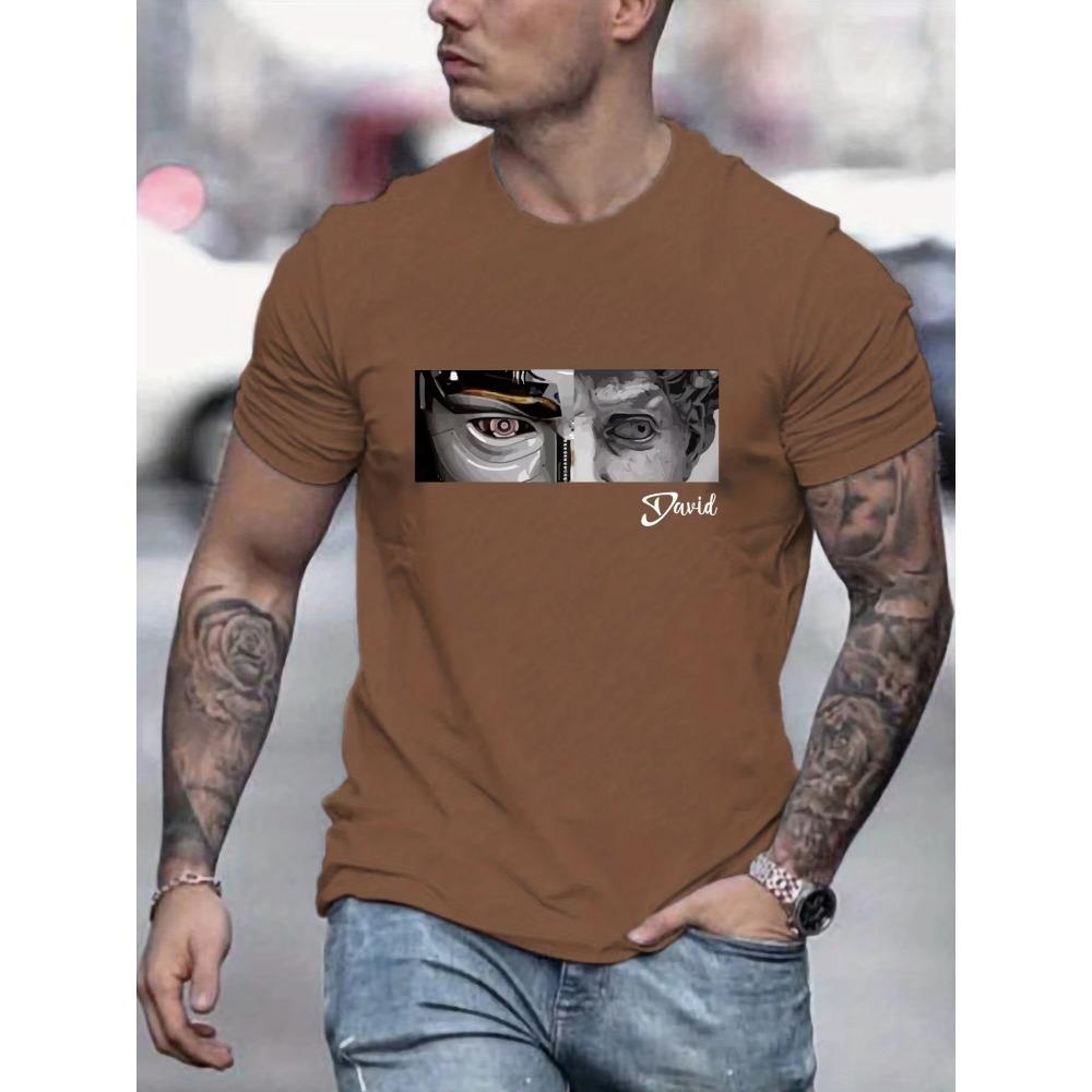 Stylish Letter Pattern Print Men's T-shirt, Graphic Tee Men's Summer Clothes, Men's Outfits