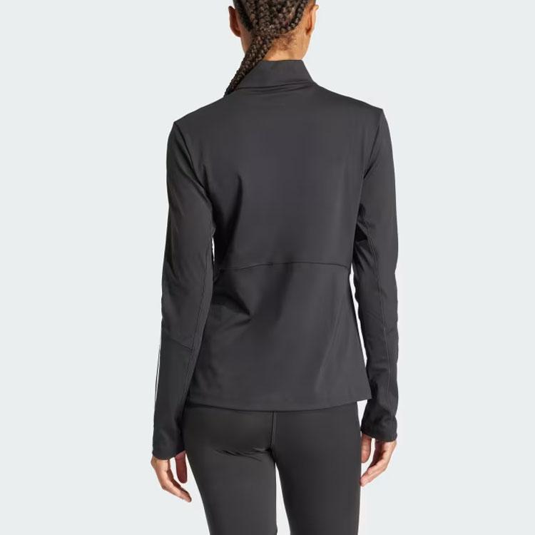 Adidas Hyperglam Training Quarter-Zip Track Top Long Sleeve Fitness Shirt Women tops Black IN6841