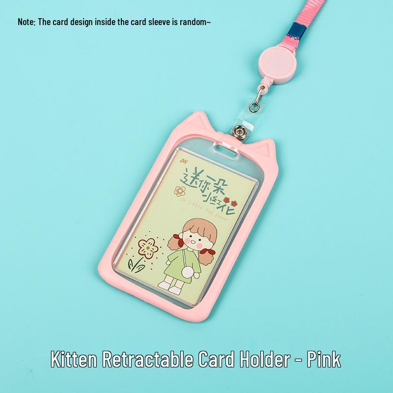 Creative Cartoon ID Card Holder with Lanyard - Cute, Transparent, and Waterproof for Students and Employees