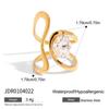 18K Gold Plate Stainless Steel Rings Modern Minimalist Lines Double-layer Hollow Geometric Zircon Open Ring
