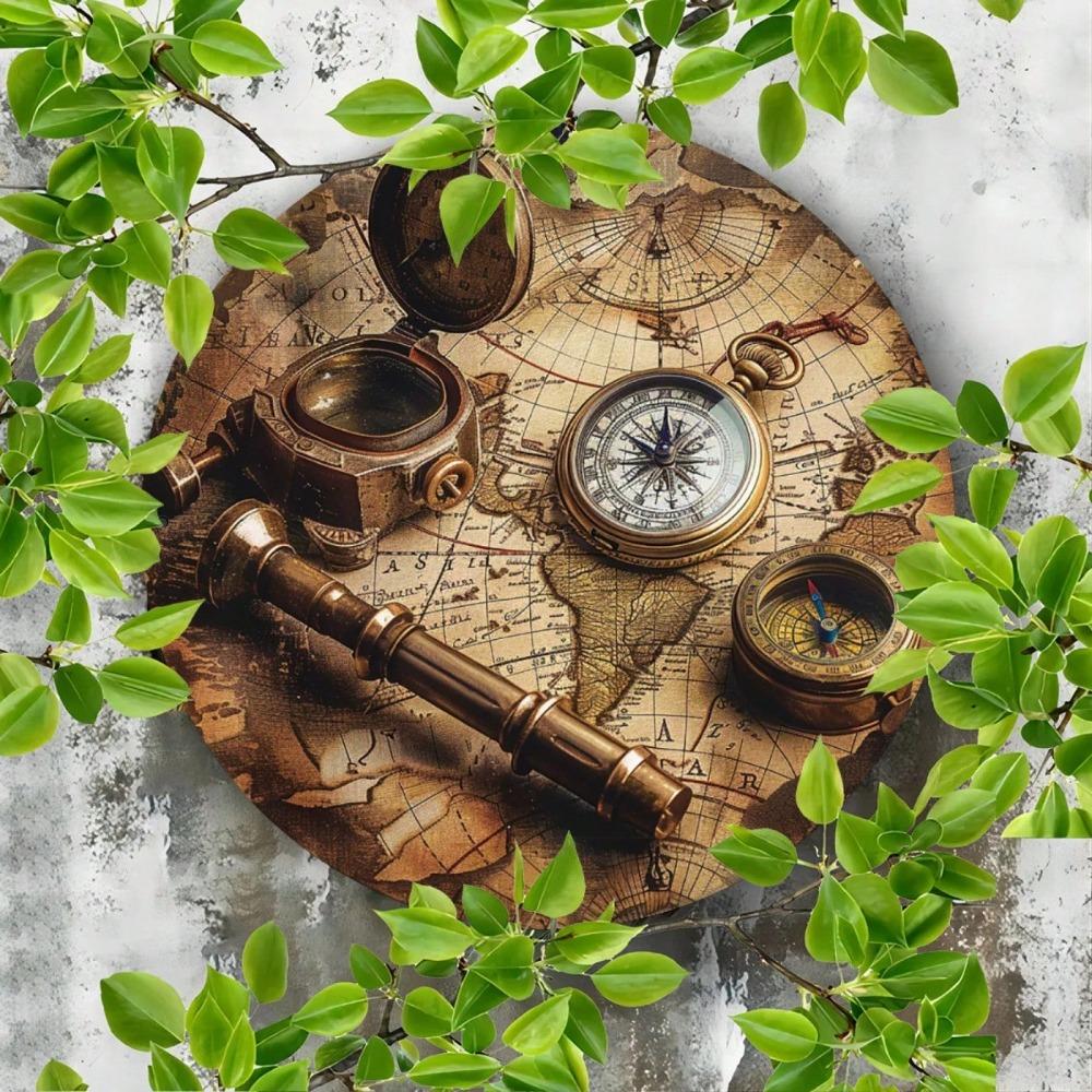 Vintage Nautical Compass Map Metal Sign Rustic Iron Wall Decor For Home Cafe Library 20x20cm