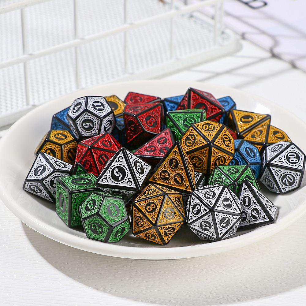 D12 D20 For TRPG DND 7-Die Glitter Dice Set Game Accessory Iidescent