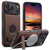 Luxury Faux Leather Phone Case Frosted Feel Stand Magnet Wireless Charging for IPhone 17 Pro Max 16 Plus 15 14 13 12