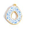 304 Stainless Steel Pendants Plated Blue Drop Flower Printed Charms For Diy Necklace Jewelry Making
