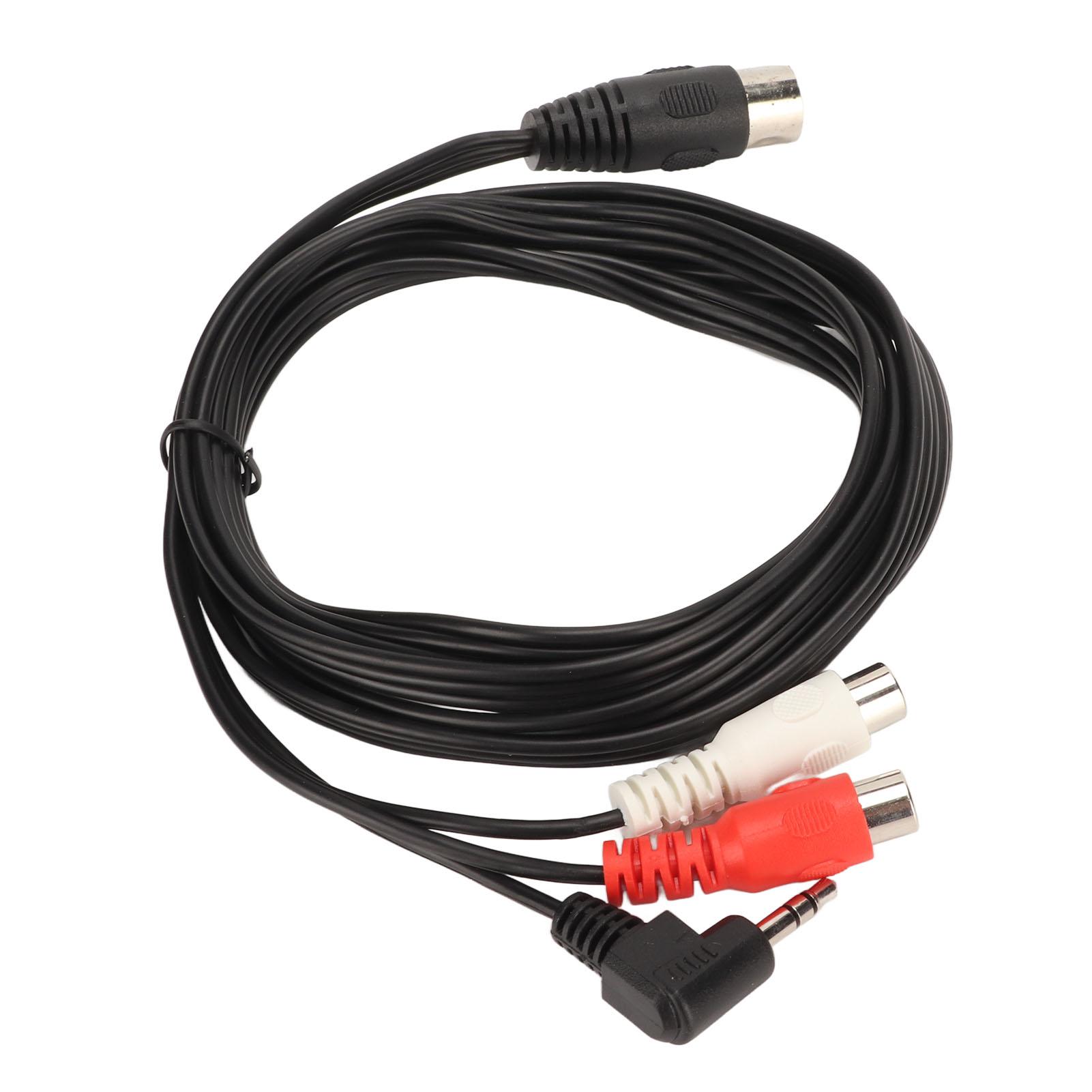 

Кабель для подключения стереозвука с разъемом DIN 5Pin Male на 2 RCA Female и 3,5 мм