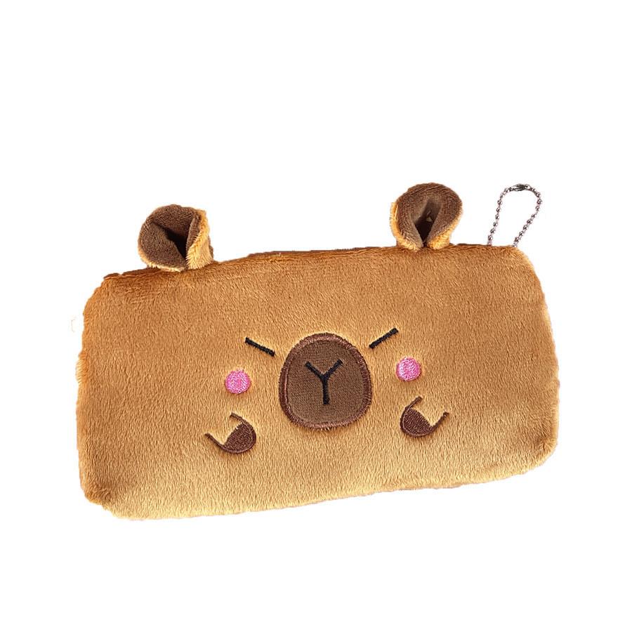 Adorable Cartoon Capybara Plush Pencil Case Large Capacity Stationery Organizer For Students