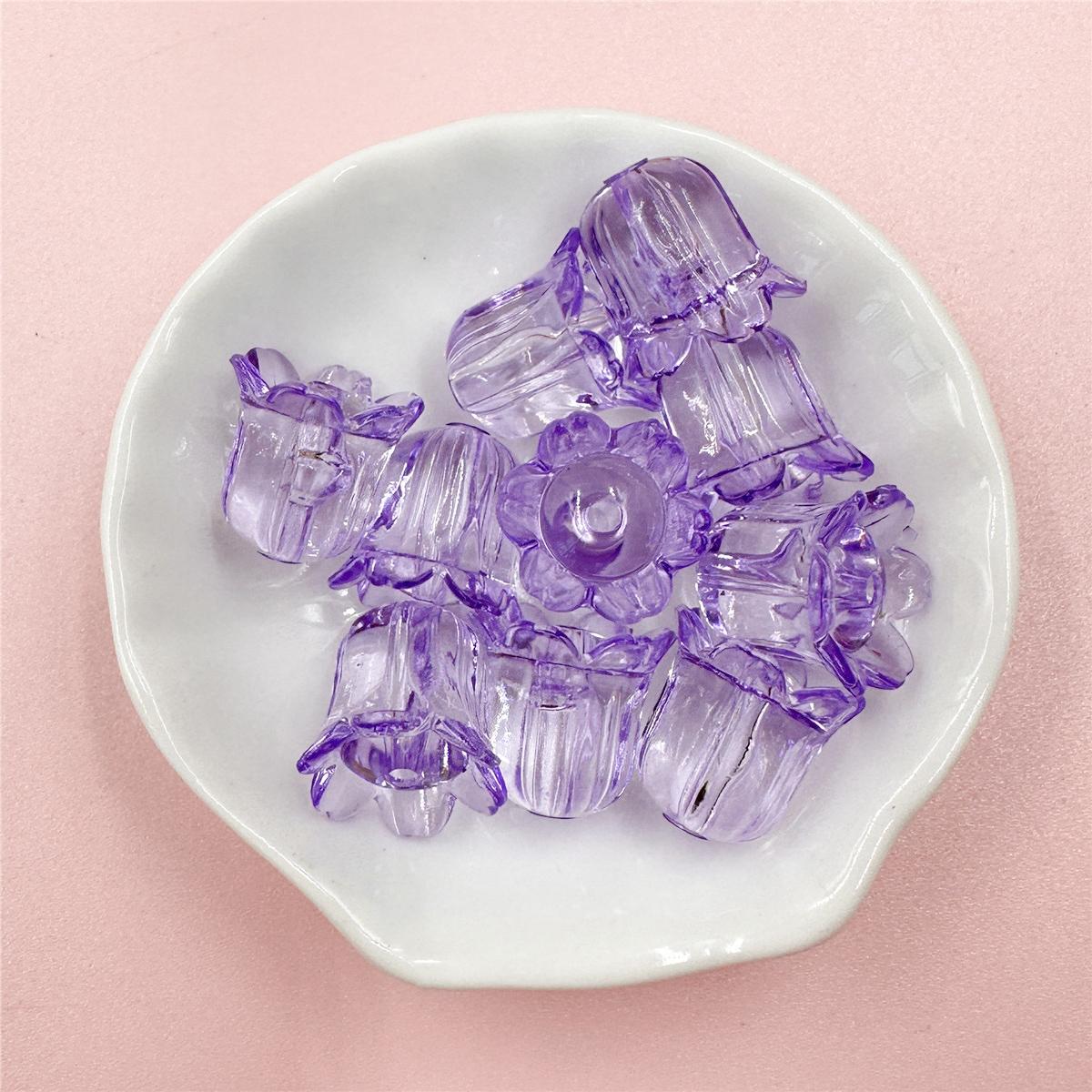 

DIY акриловые ландыши прозрачное ожерелье материал ручной работы цветы свободные бусины креативные модные аксессуары для изготовления ювелирных изделий браслеты фиолетовый