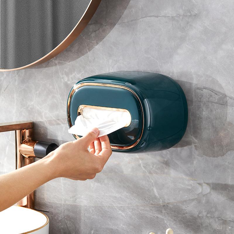 Light Luxury Desktop Spring Tissue Box, Drawer Box, Wall Mounting, Non-perforated Household Living Room Storage