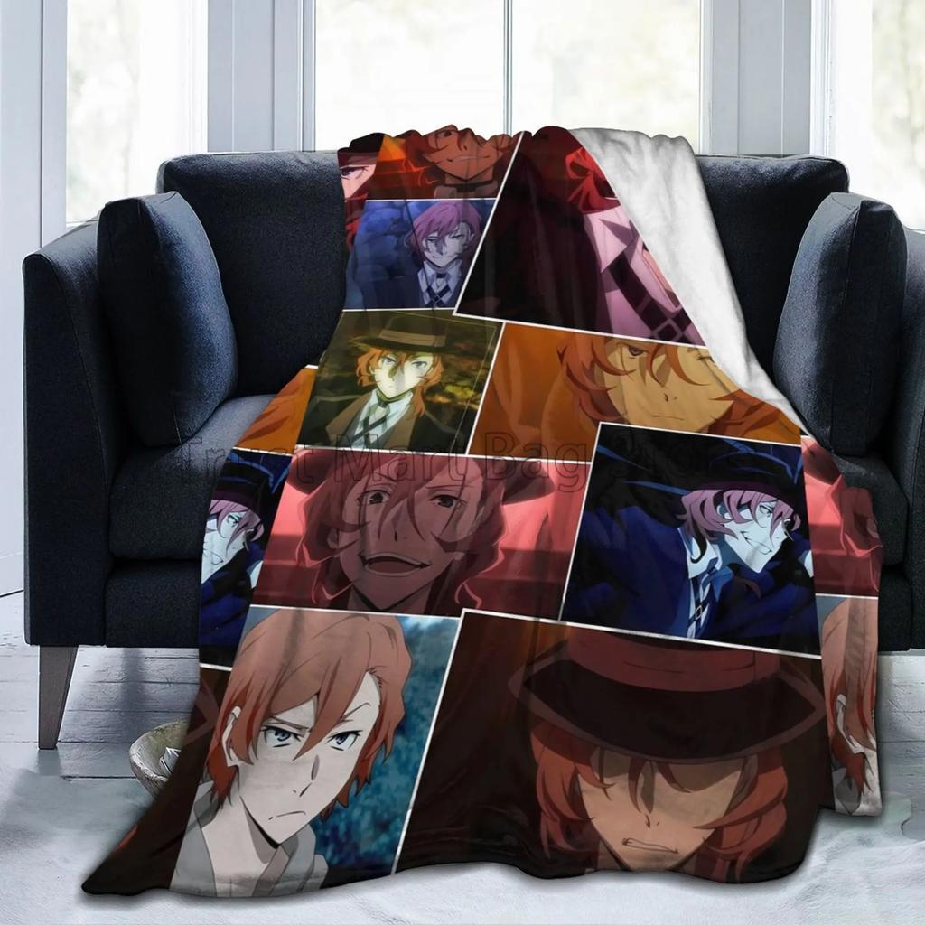 Bungou Stray Dogs Nakajima Atsushi Serie TV Chuuya Nakahara Coperta di Flanella Morbida Calda Accogliente Leggera per Bambini Adulti