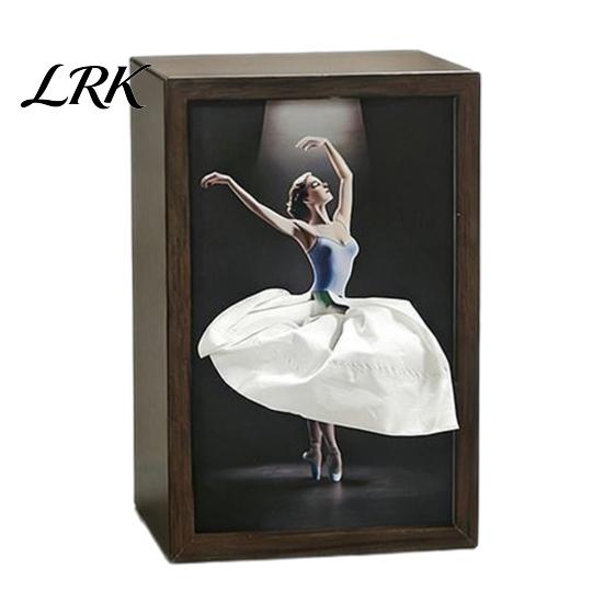 Elegant Tissue Box for Home Walnut Wood Box, with Artistic Ballet Dancer Skirt Design, Design Multipurpose Paper Towel Holder Decor Entryway