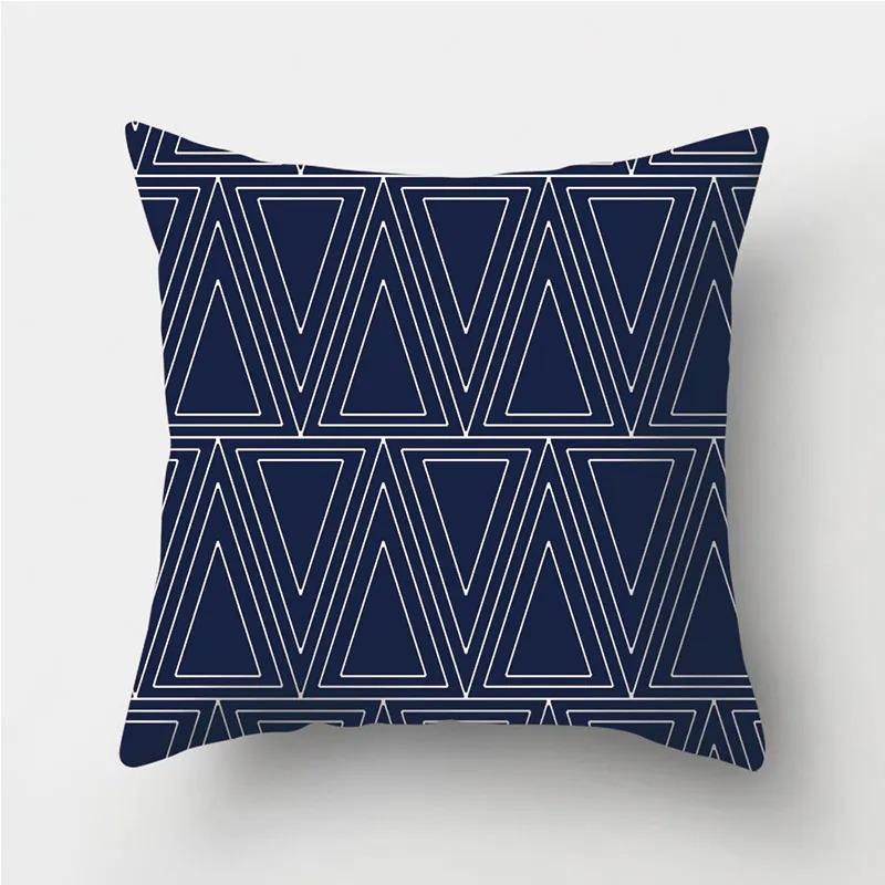 Dark Blue Geometric Pattern Decorative Pillowcase Bedding Home Decoration Cushion Pillowcase