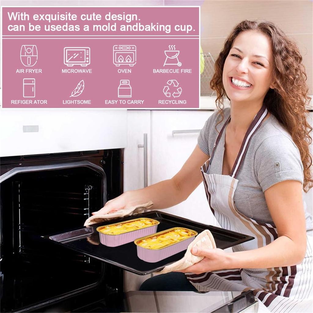 50 ks 200ml Barevná hliníková fólie Pečicí forma Vhodná do trouby Uzavíratelná Obal na durian Kelímek na sýrový pudink S víčkem a vidličkou 200ml 50ks