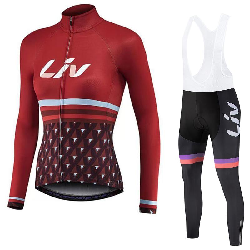 2026 Long Sleeved Cycling Suit Set  Women's Cycling Bib Women's Exclusive Seat Cushion Autumn Winter Cycling Sportswear Set Road Cycling Top