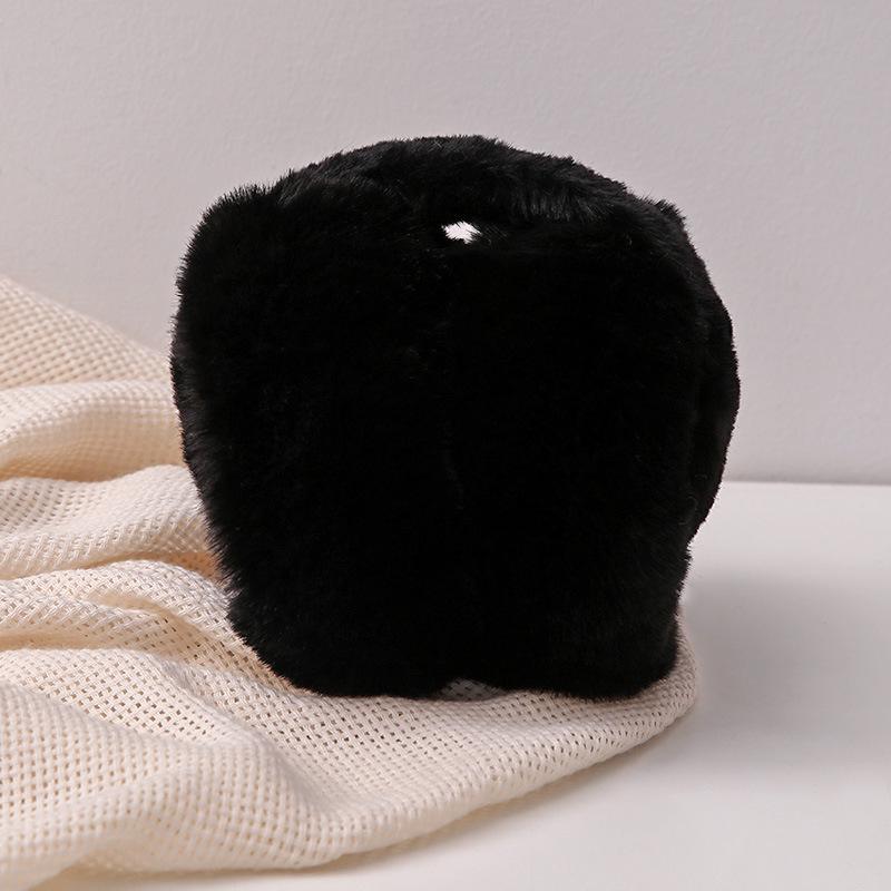 

Корейская плюшевая складная грелка для ушей на осень/зиму: Новый стиль, однотонный, длинный мех, наушники, защищающие от холода чёрный