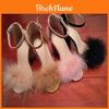 Elegant Womens Fashion Summer Lace Up High Heel Sandals With Hair Ball Design