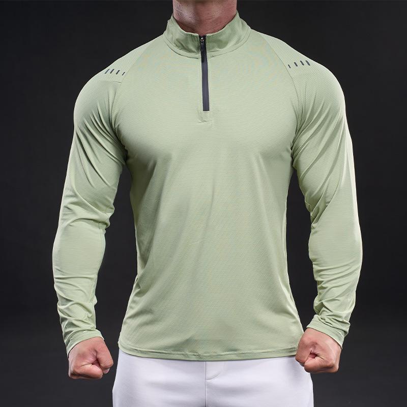 New Stand-up Collar Half Zipper Sweatshirt Sports Men's Long-sleeved Casual Slim Outdoor Sweatshirt Men