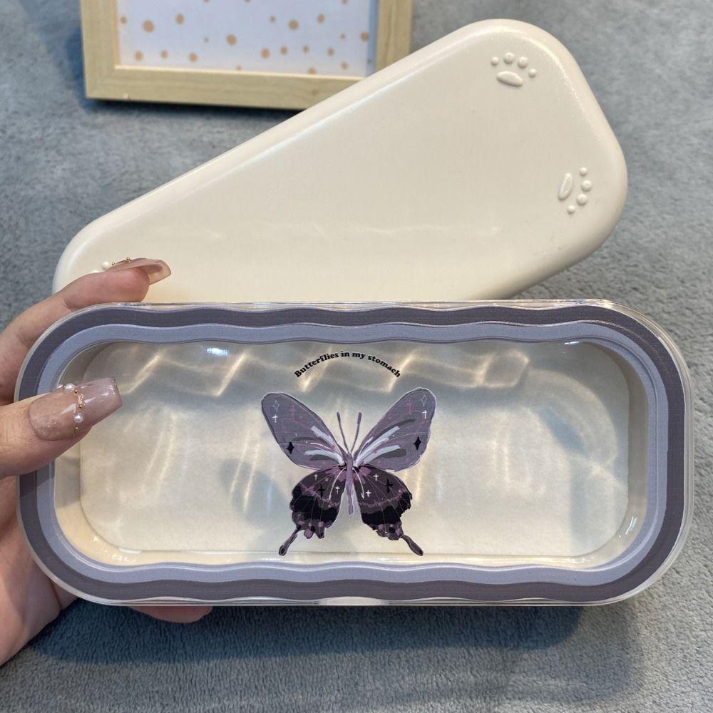 Kawaii Bowknot Transparent Glasses Case Butterfly Flower Sunglasses Storage Box Glasses Protective Case Gifts for Girls