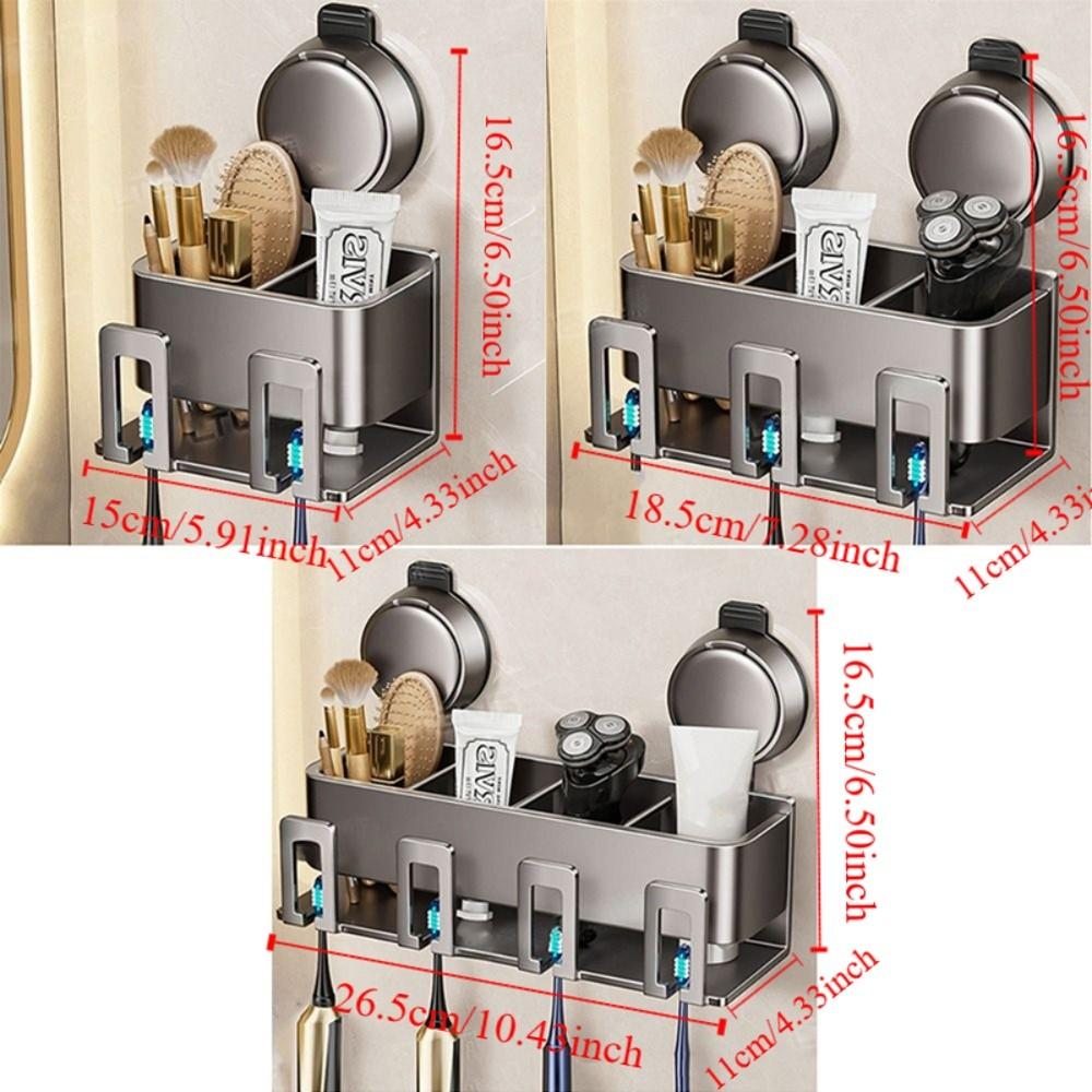 Suction Cup Toothbrush Storage Rack Integrated Hook 2/3/4 Person Electric Toothbrush Holder Reusable Detachable