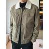 Man Fashion Warm Fleece Warm Thick Jackets Coats Men Fashion Fur Collar Corduroy Military Casual Jacket Coat Male