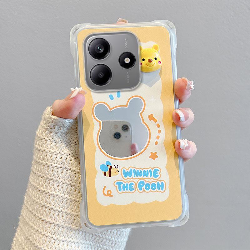 KEYSION Umhänge-Handyhülle für Redmi Note 14 4G 5G Niedliche Cartoon-Hülle mit langem Lanyard und Spiegel, stoßfeste Hülle für Redmi Note 14 5G