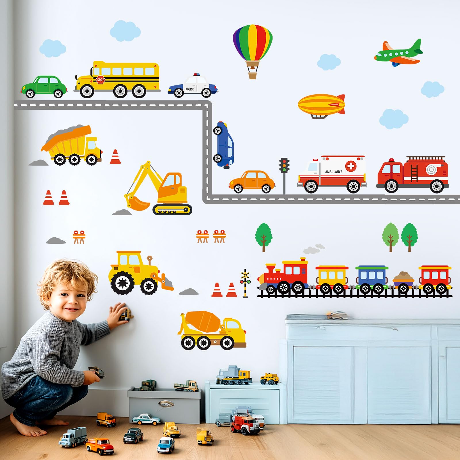 

DECOWALL Transport Wall Stickers for DIY Wall Transfer Wall Art Stickers for Decorative Living Kitchens DS-8047 Kindergarten, Nursery, Kids Rooms, -