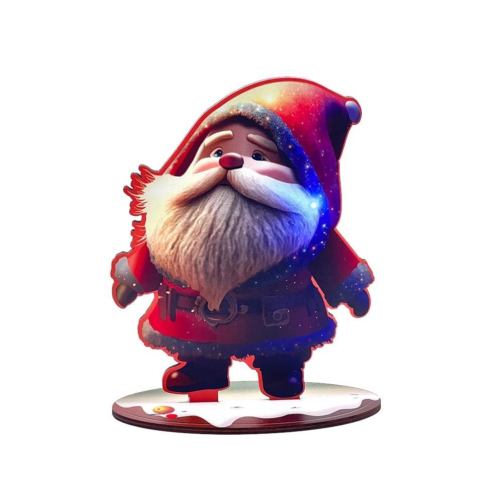 2pcs Cartoon Christmas Statue Figurine Handmade Christmas Sign Desktop Centerpieces  Cabinet