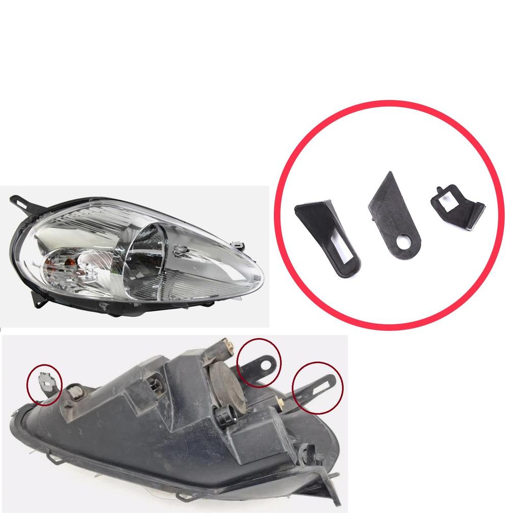EHL589-2 Soporte de Faro Lado Derecho Juego de Pestañas de Soporte de Reparación para Fiat Abarth Grande Punto MK3 199 2005-2013 89101373DX
