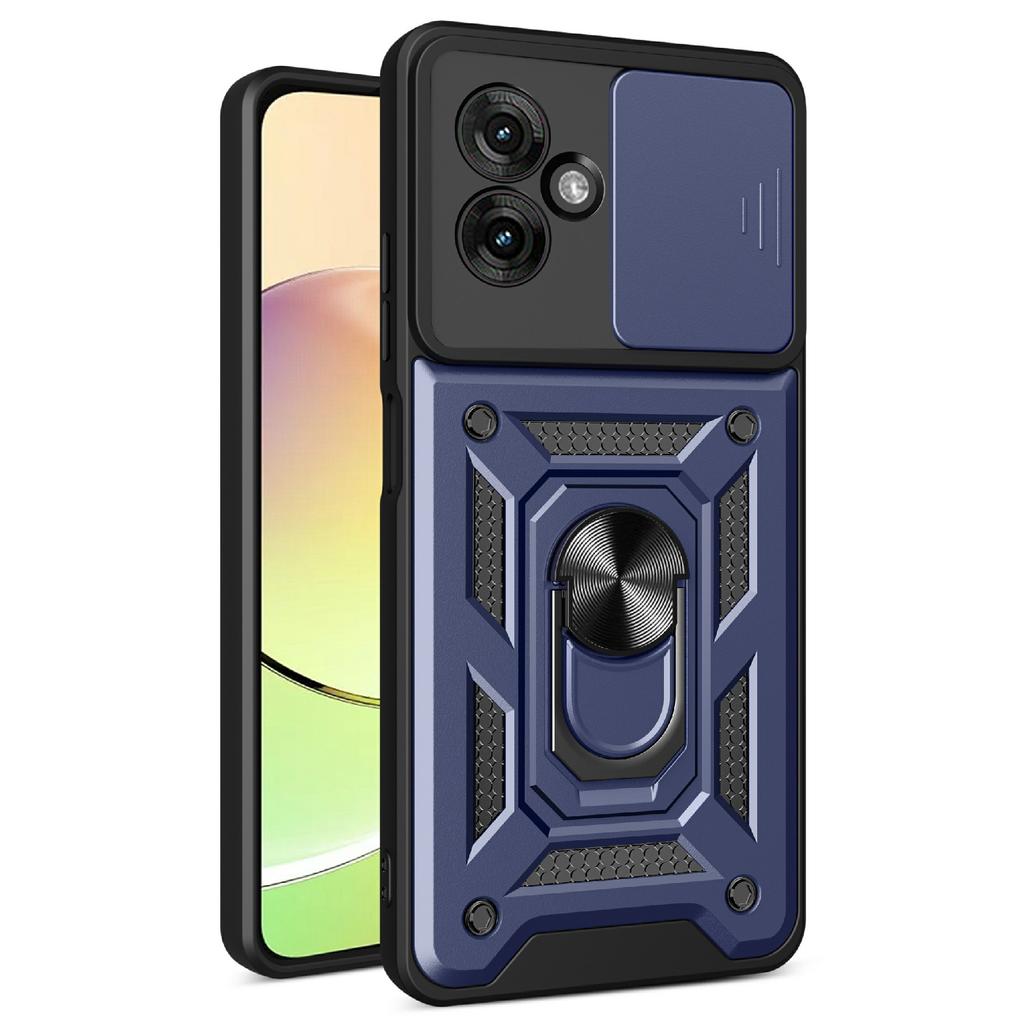 AMORUS Für Motorola Moto G55 5G Hülle Ständer PC+TPU Handyhülle mit Kameraobjektivschieber