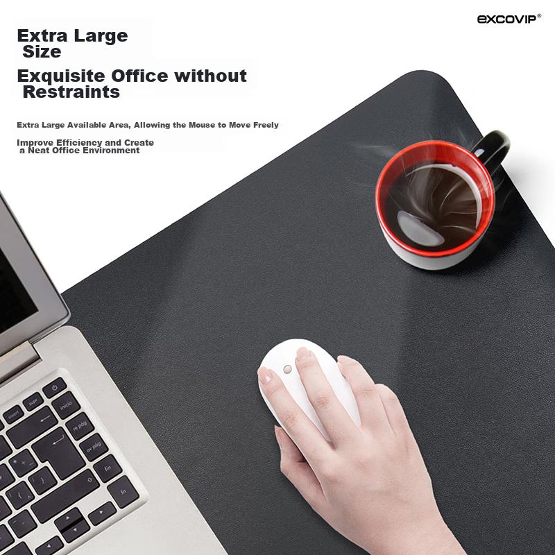 90x45 Mouse Pad, Extra Large Desk Mat, Waterproof Leather Desk Pad, Computer Mat, Keyboard Leather Tablecloth, Double-Sided Mat, Black 3764