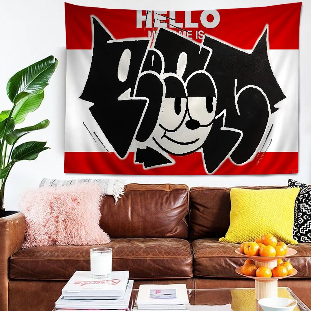 FFelix TThe CCat Cartoon Tapestry Art Science Fiction Room Home Decor Wall Hanging Sheets