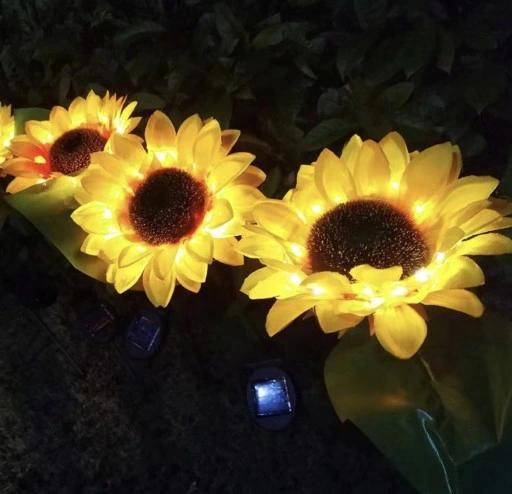 Słonecznik Lampy Solarne Ogrodowe Led Dekoracja Ogrodowa 2 Sztuki