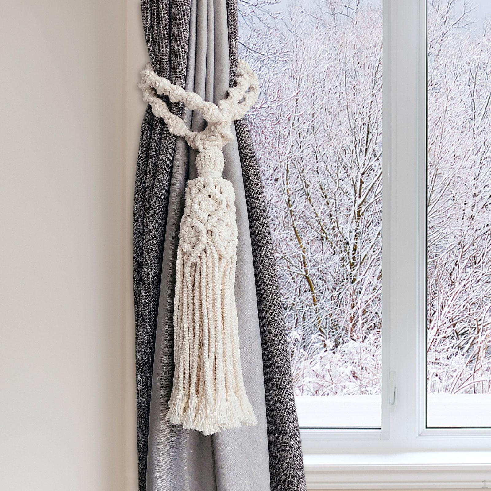 

Bohemian Macrame Curtain Tieback, Decorative, Elegant, for Window, Patio, Cabana Or Bedroom. 1 Tassel Length 53cm