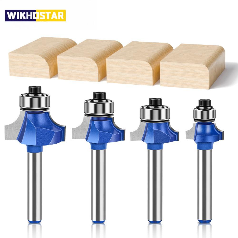 1/4 Inch Shank 6mm Shank Blue Roundover Router Bit Set Carbide Wood Router Bits for Woodworking