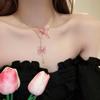 Tulle Butterfly Necklace  Pearl Charm Tassel Chain Necklace Vintage Party Jewelry Women Girl Gift